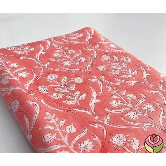 New Era Creation Pink Indian Hand Block Printed Cotton Cloth Fabric By The Yard Farmhouse Wedding Event Home Party gift for Dad and Mom Gifts