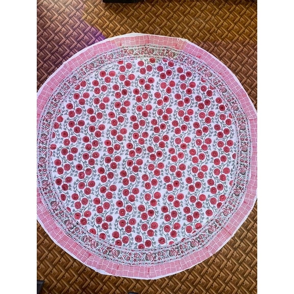 New Era Creation Red Print Table Cloth, Cover India Cotton Table Linen, Custom,Gift for Her,Indian Table Cloth Indigo Print