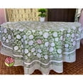 thumbnail image 1 of New Era Creation Sage Green Hand Block Printed Cotton Round Tablecloth, Dining Table Cover Farmhouse Party Wedding Home Housewarming Baby Shower Gift, 1 of 4