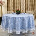 thumbnail image 1 of New Era Creation Sky Blue Print Table Cloth, Cover India Cotton Table Linen, Custom,Gift for Her,Indian Table Cloth Indigo Print, 1 of 4