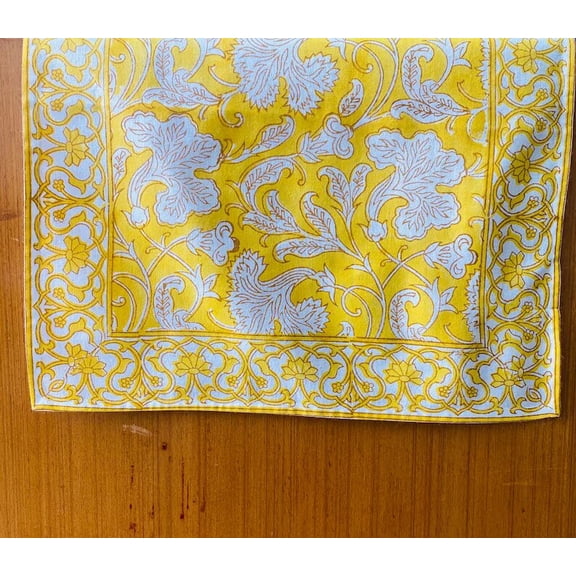 New Era Creation Yellow Print Table Cloth, Cover India Cotton Table Linen, Custom,Gift for Her,Indian Table Cloth Indigo Print