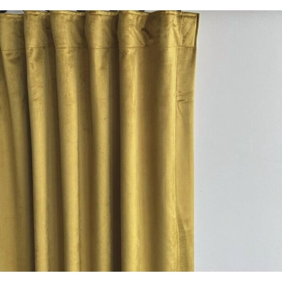 New Era Creation mustard Blackout lined Velvet Curtains for Bedroom, Custom Size Drapery for living room, Rod Pocket,Grommet, Hook/Rings