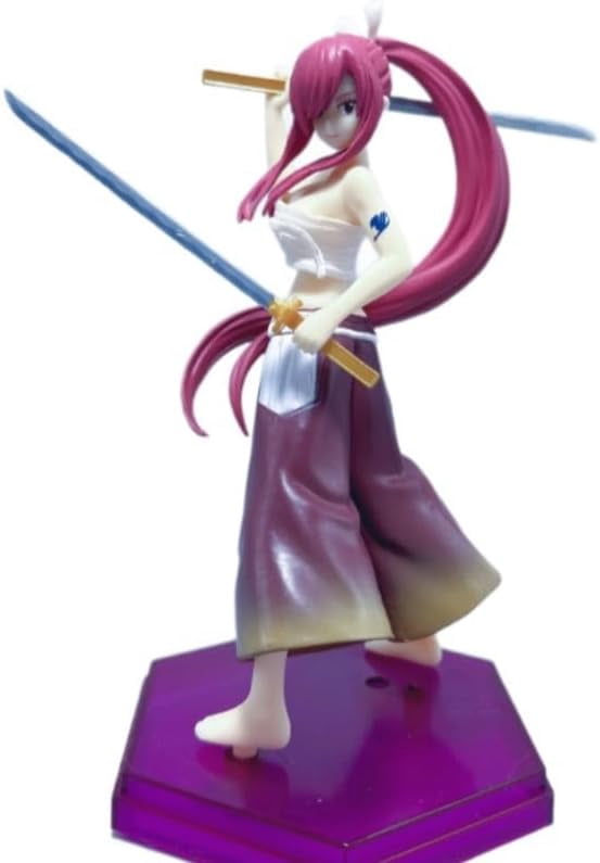 New Erza Figure, Fighting Erza Scarlet Anime Figures 17cm/6.7inch Handmade Cosplay PVC Statues Collectible Souvenirs for Anime Fans Gifts