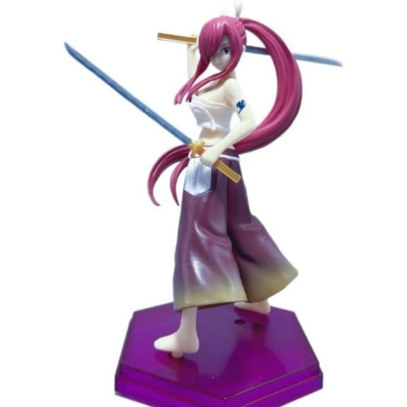 New Erza Figure, Fighting Erza Scarlet Anime Figures 17cm/6.7inch Handmade Cosplay PVC Statues Collectible Souvenirs for Anime Fans Gifts