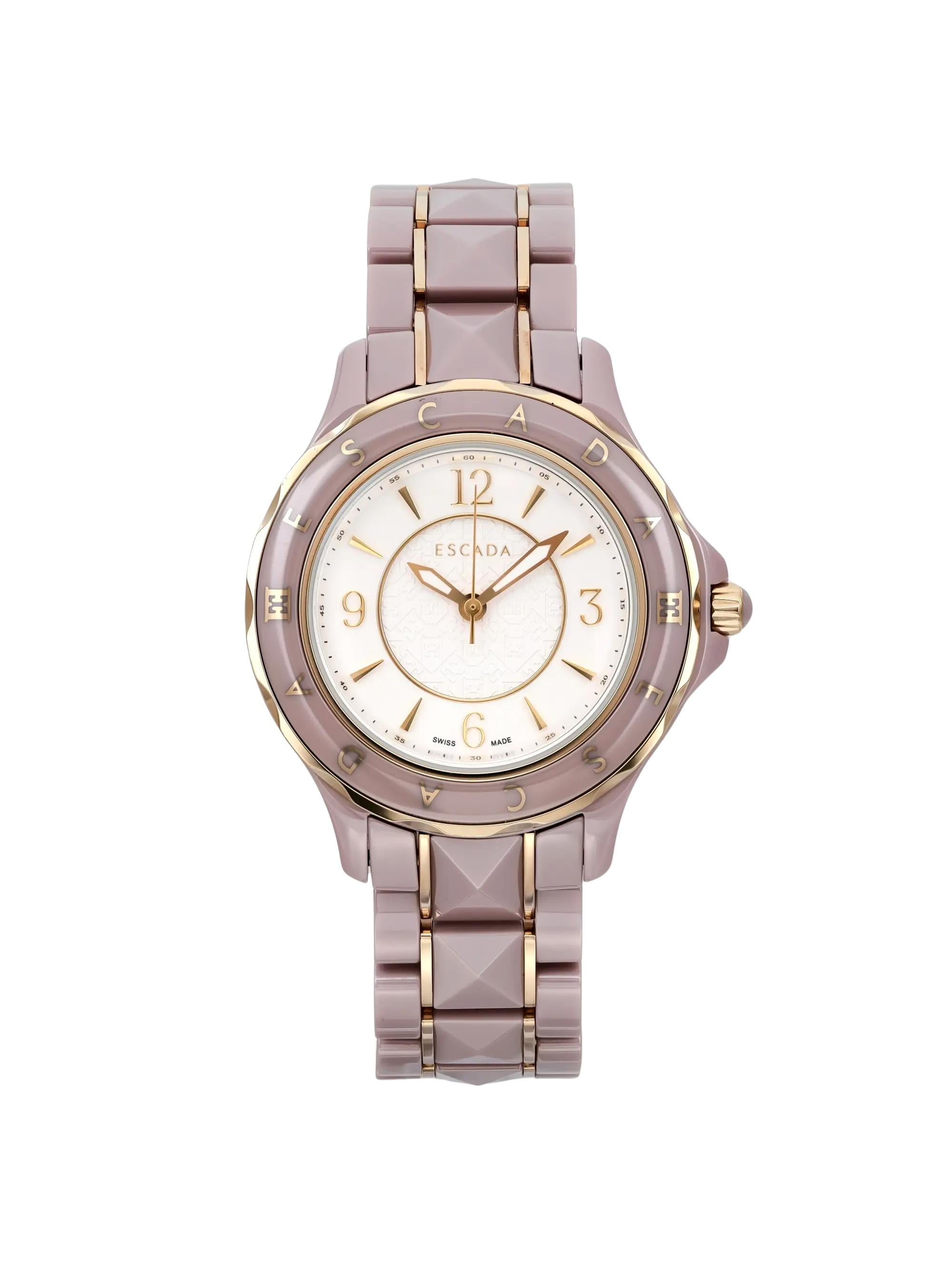 New Escada Adriana 38mm Ceramic Steel White Dial Lady Quartz  display picture 2