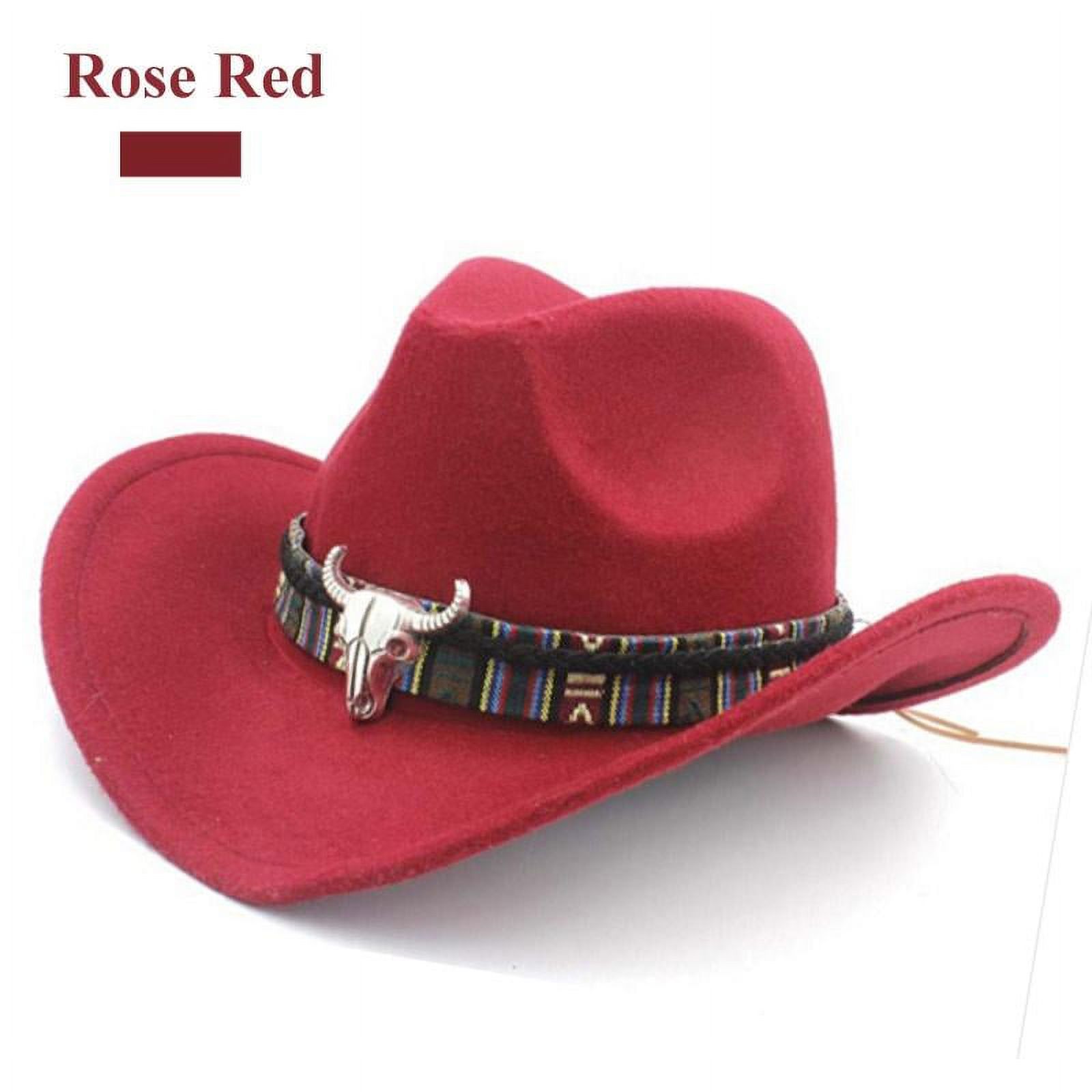 New Ethnic Style Western Cowboy Hat Women's Wool Hat Jazz Hat Western Cowboy Hat Wine Red - image 1 of 3
