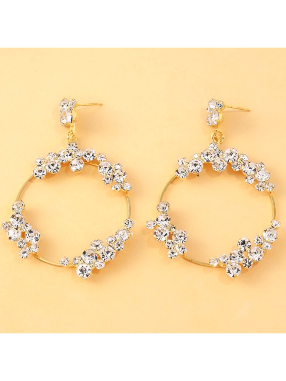 New European & American Floral Earrings for Women Minimalist, Sophisticated, High-End Luxury Lightweight Rhinestone Earrings Elegant Bridal Fashion Jewelry