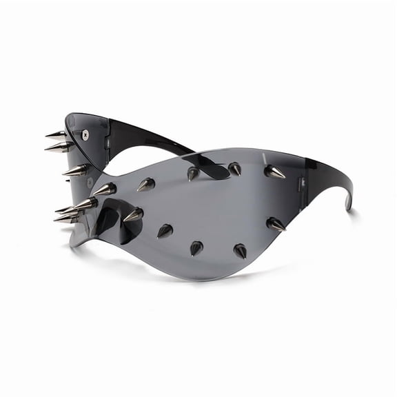 New European and American Cyberpunk Wide-Brimmed Quirky Glasses Trendy Cool Personality Fashion Rivet Sunglasses Party Style