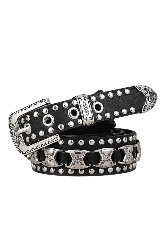 New European and American punk men's and women's belts, fashion belts, rivets, metal buckles, Spice Girl style, cross-border jeans with tide
