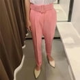 thumbnail image 1 of New European and American women's clothing, versatile basic style with belt, high-waisted casual long pants - SoftRed - M, 1 of 6