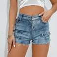 thumbnail image 1 of New European and American women's high waisted sexy perforated elastic plus size jeans women's casual pants denim shorts, 1 of 8