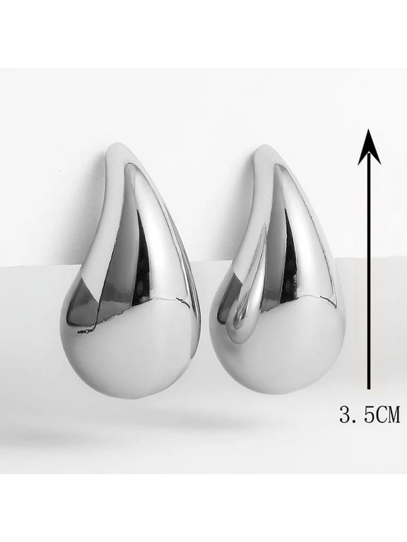 New Exaggerated Gold Plated Tear Drop Earrings Dupes for Women Lightweight Smooth Metal Waterdrop Hoop Earring Trendy Jewelry