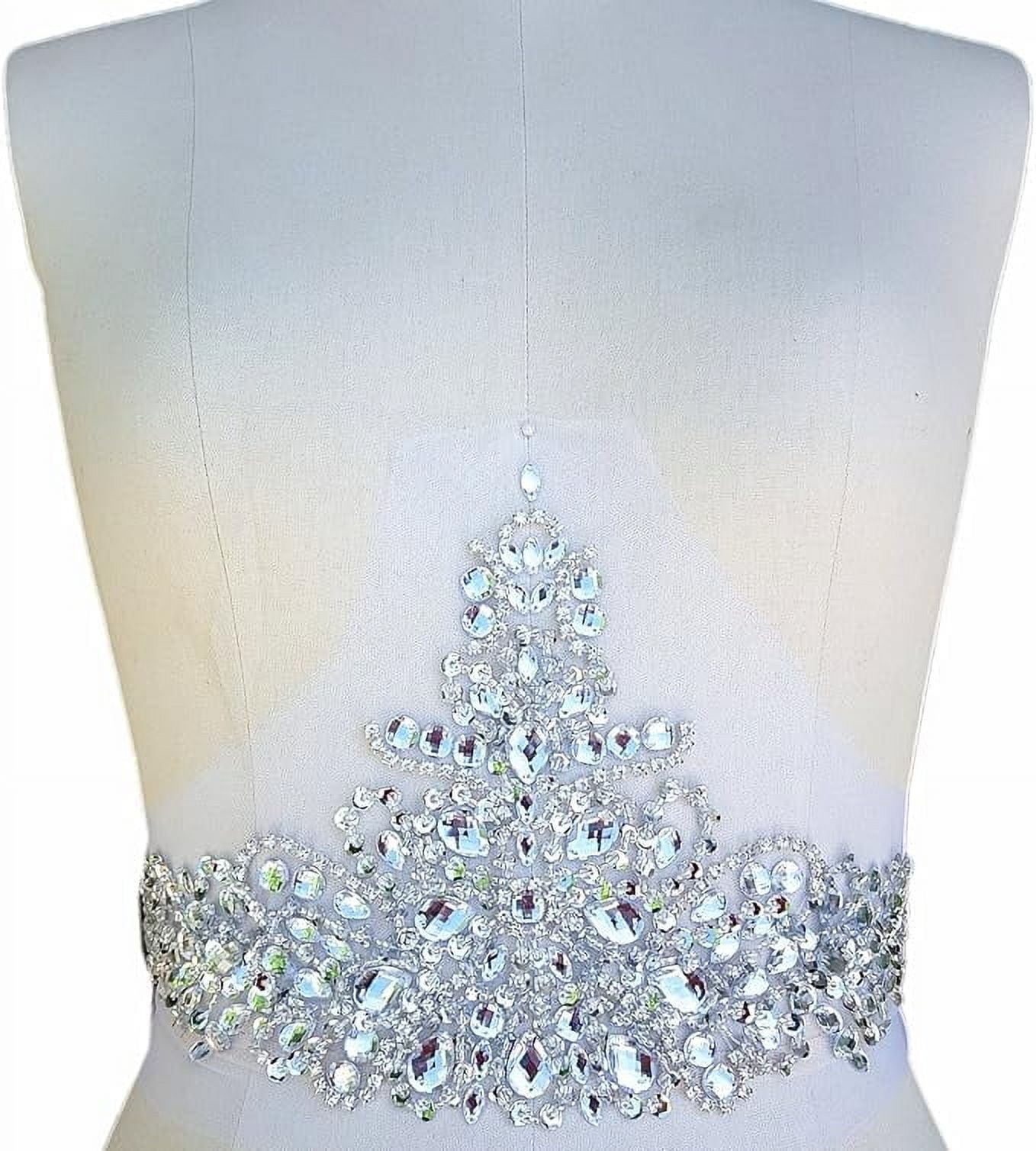 Handmade Full Body Rhinestone Applique - Clear AB Crystal Bead Patch For Dresses, Bridal & DIY Costumes