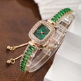 thumbnail image 1 of New Exquisite Small Square Diamond Bracelet Women's Rectangular Gemstone Quartz Watch, 1 of 8