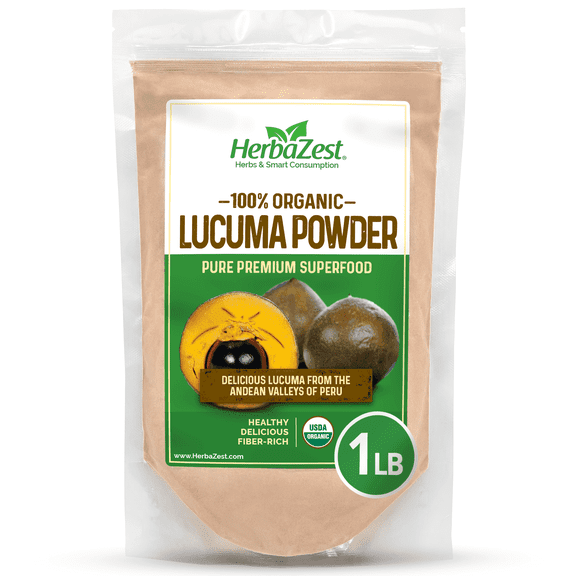 HerbaZest Lucuma Powder | 1 lb | USDA Certified Organic | Vegan & Gluten-Free | Exotic Superfruit for Smoothies, Desserts & Ice Cream | Superfoods