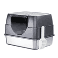 thumbnail image 1 of New Enclosed Cat Litter Box Lid for Big Cats & Kitty - Anti-Urine Leakage, Non-Sticky Cat Box, Front Entry Top Exit KittyBox,Gray, 1 of 9