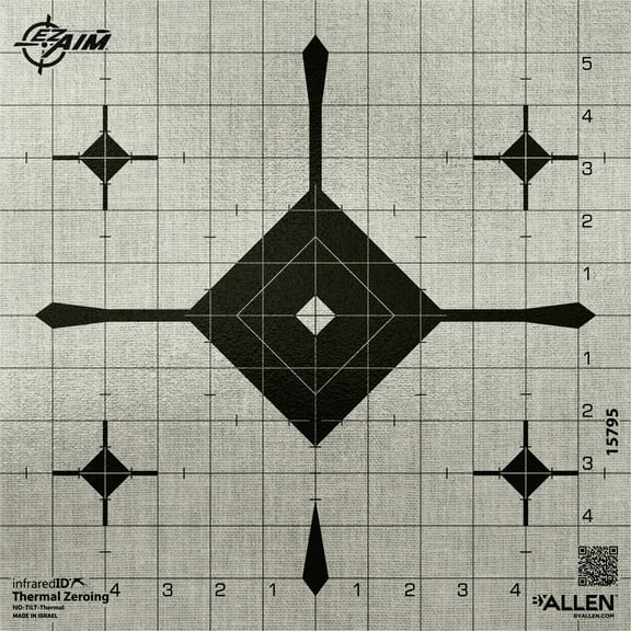New Ez Aim Thermal Id Grid Bullseye Paper Target, 12" X 12," Gray
