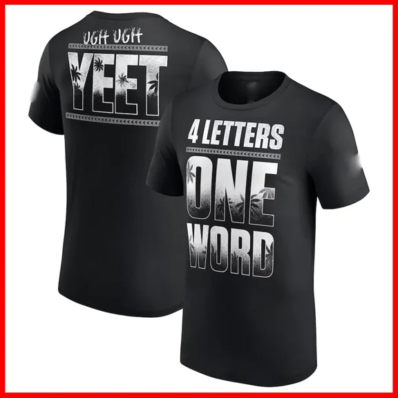 New! FAST SHIP - Jey Uso Four Letters, One Word S-5XL Gifts For Jey Uso Fan, Casual Drop Shoulder Solid Print Fashion T-Shirt