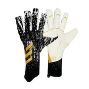 New Falcon Football Goalkeeper Gloves Thickened Anti-Slip Latex Wear-Resistant Goalkeeper Finger Youth Goalkeeper Gloves,Size 10,Black Gold