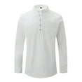 thumbnail image 1 of New Fall Plus Size Shirts for Mens Casual Solid Color Long Sleeve Round Neck Collar Blouse, 1 of 9