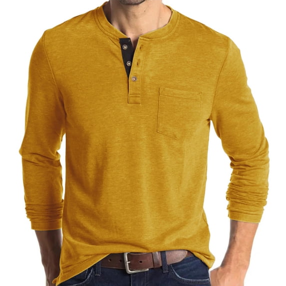 New Fall Plus Size Tops for Mens Casual Color Block Long Sleeve Round Neck Collar Blouse