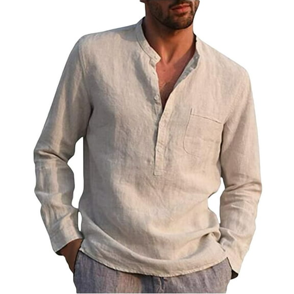 New Fall Plus Size Tops for Mens Casual V-neck Sleeve Pullover Breathable Shirt Blouse Tops