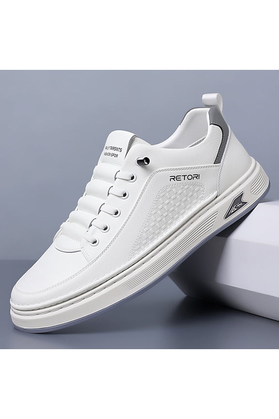 New Fall/Winter Men's White Shoes Versatile Casual Men's Shoes Lace-Free Fashion Men's Shoes Thick-Sole Men's Shoes
