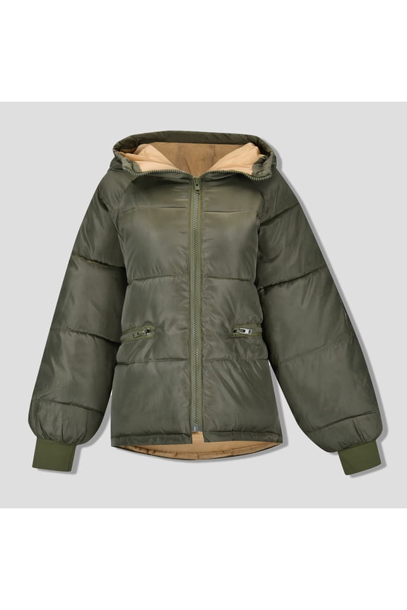 New Fall/winter Hooded Padded Jacket Long Coats for Women Winter Coat Anorak plus Size Coats for Women 4x-5x Winter Long Trench Coats for Women Womens Olive Anorak Jacket Misses Dress Coats Winter