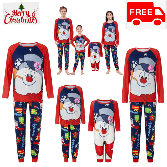 New Family Christmas Pajamas Matching Sets, Snowman Printed Matching