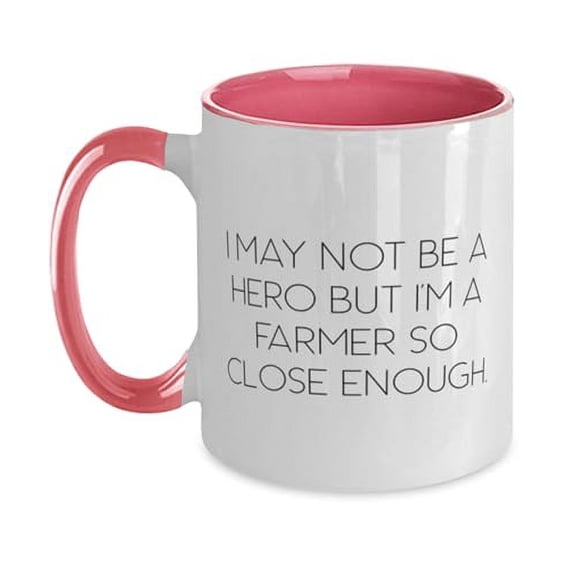 New Farmer Gifts, I May Not Be a Hero but I'm a Farmer So, Unique Idea Two Tone 11oz Mug For Coworkers, Cup From Colleagues, Inexpensive farmer gifts, Cheap gifts for farmers, Affordable farmer gifts,