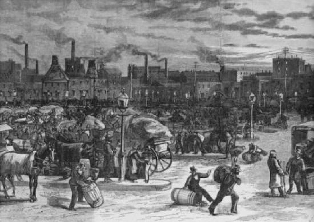New Farmers Market in New York by CA Keetels 1880 illustration Canvas Art - (24 x 36)