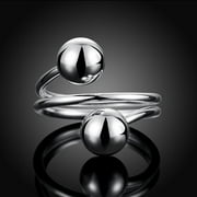 FLY SUNTON New Fashion 925 Sterling Silver Adjustable Ring Round Ball Open Rings for Women Men Gift