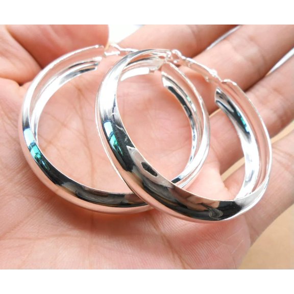 New Fashion 925 silver Exaggerate Style Smooth Layer Loop Trend Women Earring