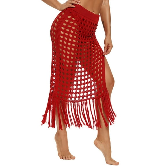 New Fashion AXXD Beach Cover Ups For Women 2024 Swimsuit Bohemian Hollow Weave Tassels Cover Up Bikini Swimwear Beach Wrap Skirt