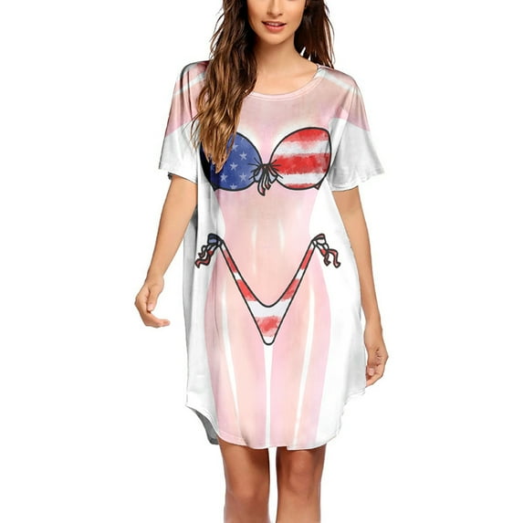 New Fashion AXXD Womens Swim Cover Up Bikini Shirt Cover Up Short Sleeve Cute Bikini Print Cover-Up Baggy T Shirt Dress Wear