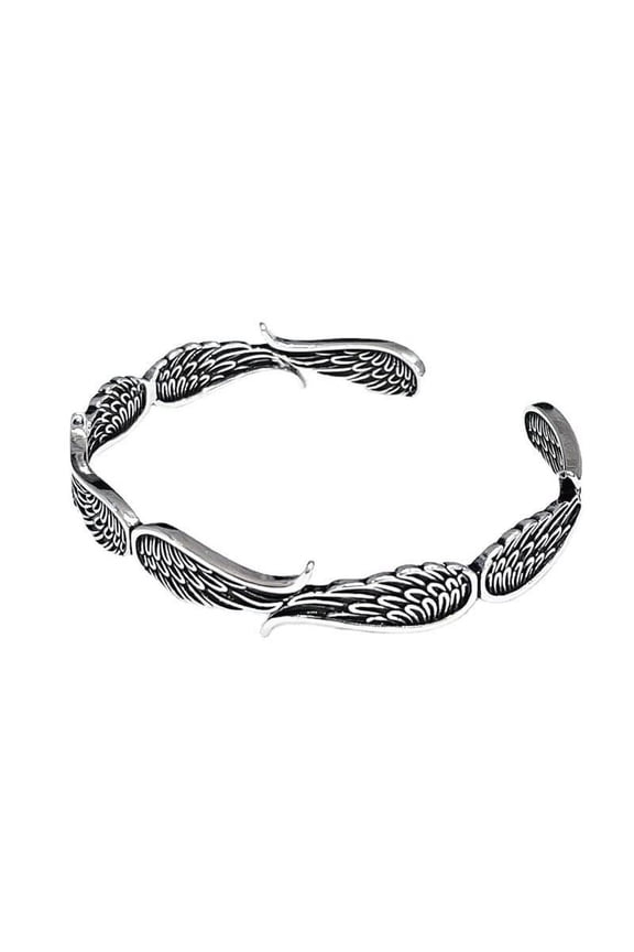 New Fashion Angel Wings Bracelets 14K White Gold Jewelry Retro Thai Silver Personality Exquisite Opening Bangles