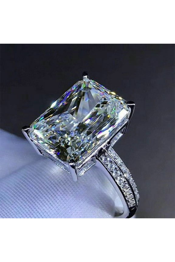 New Fashion Big Square Crystal Stone Women Wedding Bridal Ring Luxury Engagement Party Anniversary Best Gift Large Rings