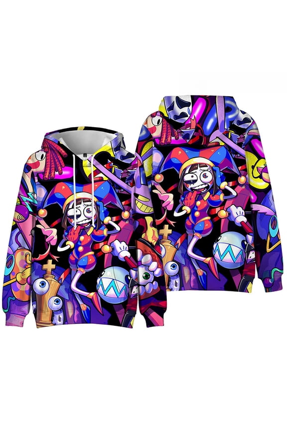 New Fashion Cartoon Anime Digital Circus 3D Cool Print Unisex Pullover Hoodie Casual Versatile Sweatshirt