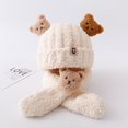 thumbnail image 1 of New Fashion Cartoon Bear Ear Protection Keep Warm Knit Cap Infant Beanie Baby Winter Hat Scarf Set Plush Scarves BEIGE, 1 of 8