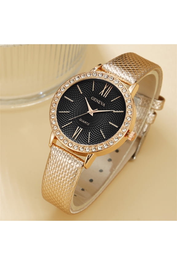 New Fashion Casual Snake Pattern Belt Watch with Diamond Roman Scale Quartz Watch