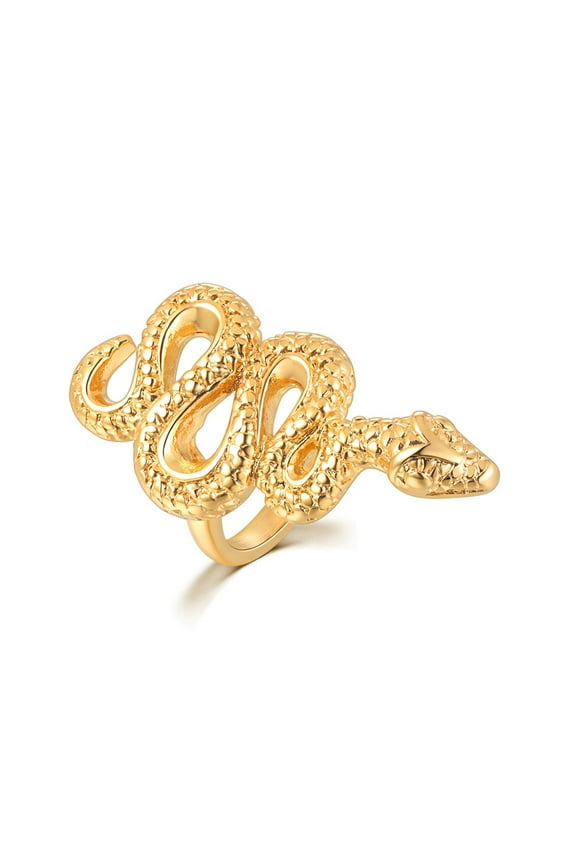 New Fashion Gold Color Large Rings for Women Party Jewelry 14K Yellow Gold Big Snake Cocktail Anillos Mujer