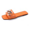 thumbnail image 1 of New Fashion Gold Metal Chain Ladies Flat Slides Slippers Outdoor Sandalias Mujer Beach Footwear Women PU Casual Shoes Sandals - Orange - 7", 1 of 3