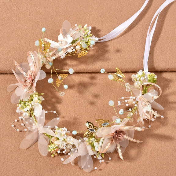 New Fashion Imitated Pearl Crowns Girls Bridal Wedding Headband Floral Flower Headband for Girls Adult Bohemian Hair accessories