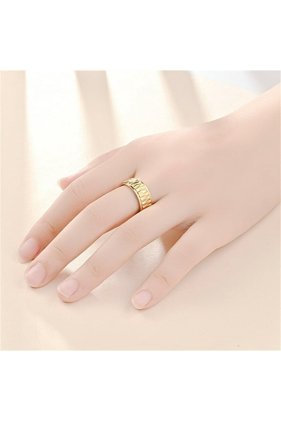New Fashion Irregular Rings 8mm Male 14K Yellow Gold Geometry Rings For Women Men Punk Jewelry Gift