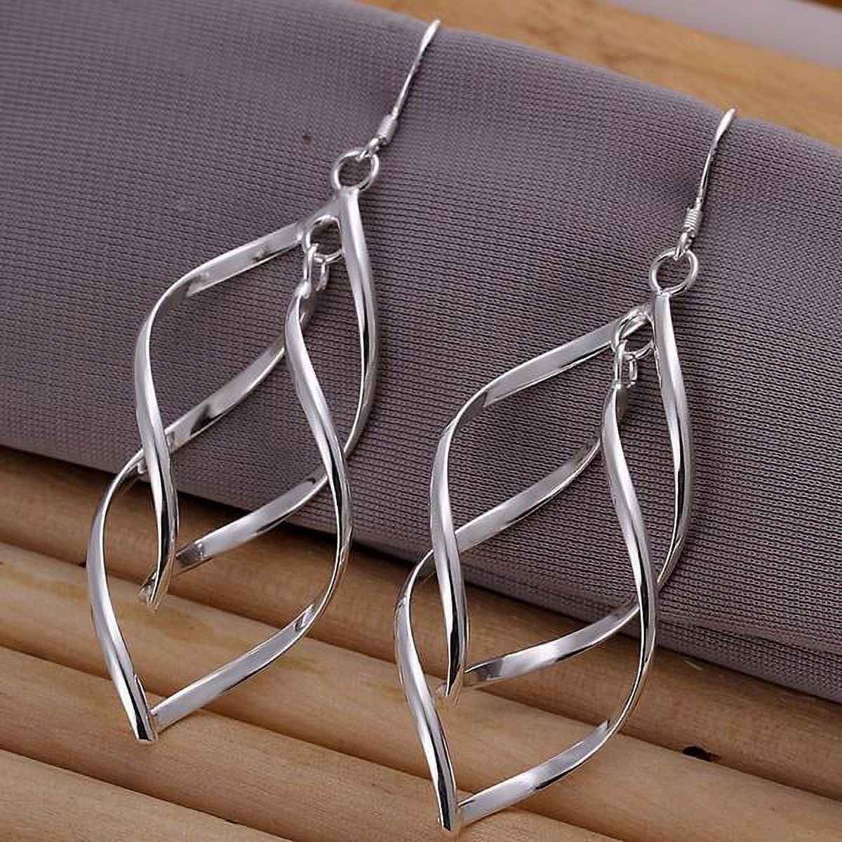DESIGNICE New Fashion Jewelry 925 Sterling Silver Double Plantain Leaf Earrings Ear Studs For Women Gift