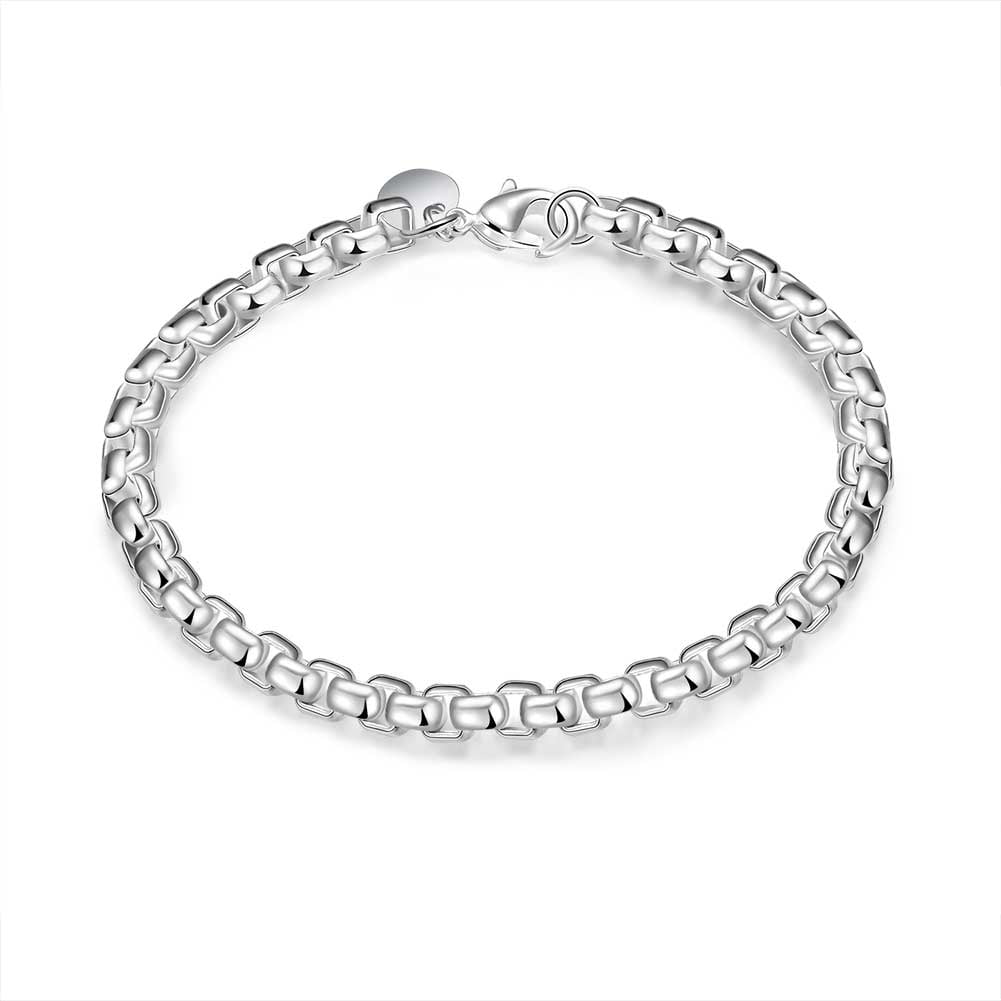 TATAMUMU New Fashion Jewelry 925 Sterling Silver Round Lattice Chain Bracelet for Women Gift