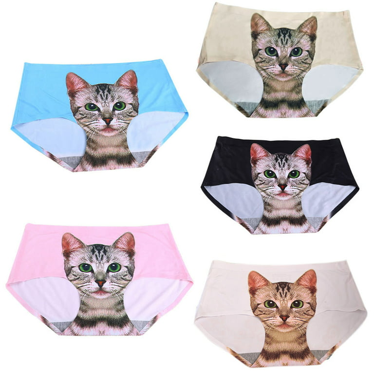 New Fashion Ladies Pussy Cat Panties Briefs Screen Printed Apparel Undies 