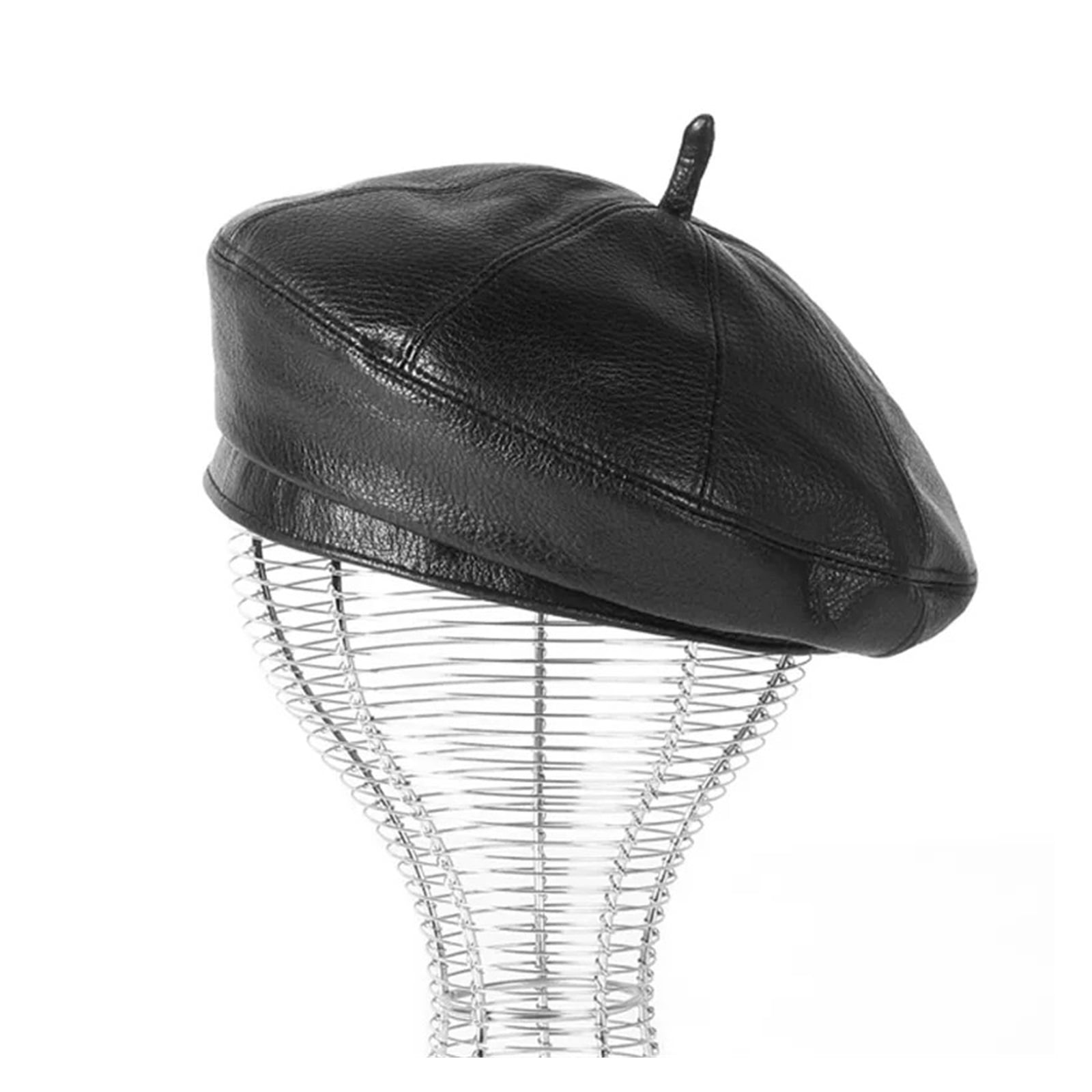 New Fashion Lambskin Women Winter British Genuine Leather Painter Hat Female Retro Bonnet Black Hat Beret ,Beautiful Craftsmanship