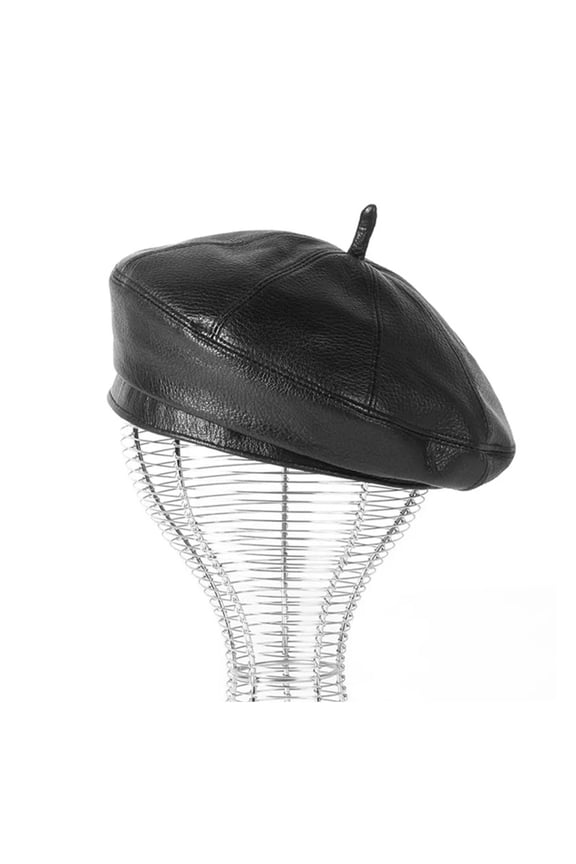 New Fashion Lambskin Women Winter British Genuine Leather Painter Hat Female Retro Bonnet Black Hat Beret ,Soft Touch