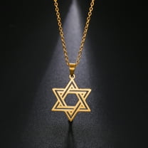 New Fashion Openworked Six-pointed Star Pendant Necklace for Women Simple 14K Yellow Gold Necklace Jewelry Gift